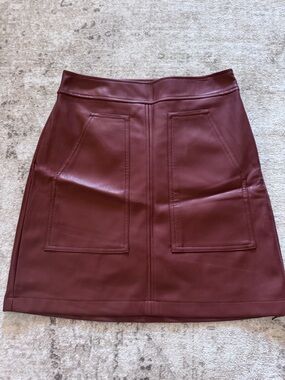 LOFT Faux Leather Mini Skirt Brown Size 0 | Fall Staple